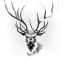 Elk with trees tattoo design idea