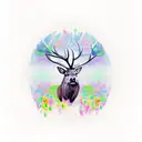 Elk with trees tattoo design idea