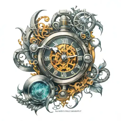 time clock, bio mechanical, adrenaline filled tattoo tattoo design idea