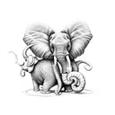 A beautifully detailed ladybug perched on a lucky elephant's trunk tattoo design idea