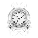 clock. dove. banner. roses.  tattoo design idea