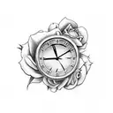 clock. dove. banner. roses.  tattoo design idea