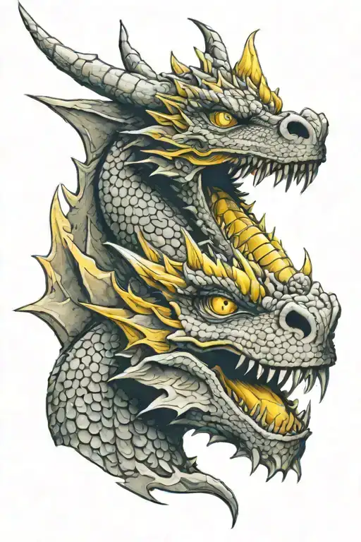 dragon with yellow eyes in half profile tattoo design idea