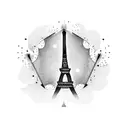 A pigeon flying next to the Eiffel Tower tattoo design idea