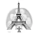 A pigeon flying next to the Eiffel Tower tattoo design idea