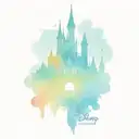 disney castle with characters involved  tattoo design idea