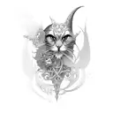 Subject: gothic style (realism, blackwork, abstraction, microrealism) Style: abstraction, blackwork, microrealism, graph tattoo design idea