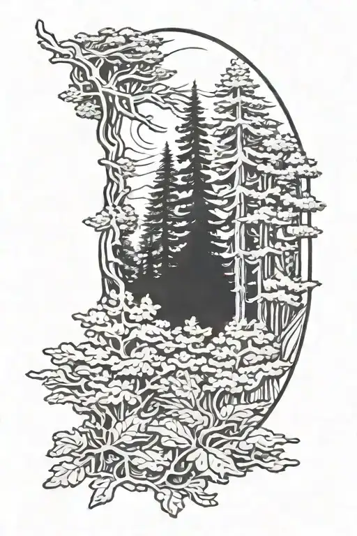 pinetree forest forearm sleeve design tattoo design idea