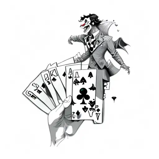 a joker with playing cards tattoo design idea