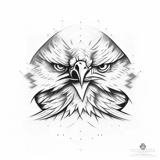 shoulders tattoo of bald eagle with blue flams part cyborg half face and one wing tattoo design idea