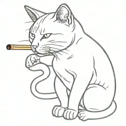 cat smoking a cigarette tattoo design idea