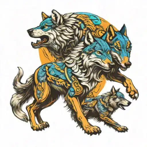 Alpha wolf leading pack tattoo design idea