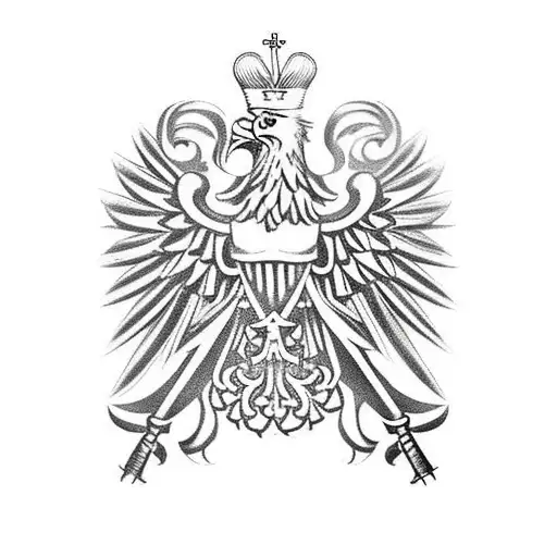 Polish Soldier from ww2 carry a wounded Soldier and in the background the Polish eagle tattoo design idea