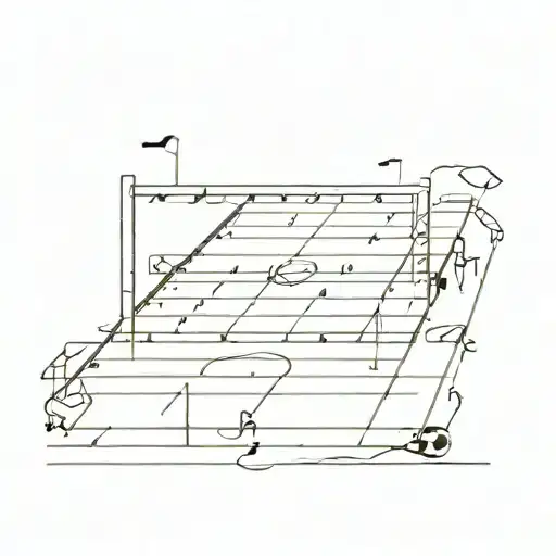 A minimalist tattoo of a football field with musical notes as the yard lines tattoo design idea