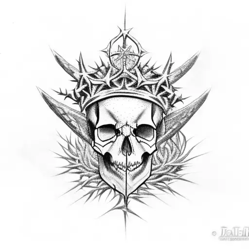 Crown of Thorns, skull tattoo design idea