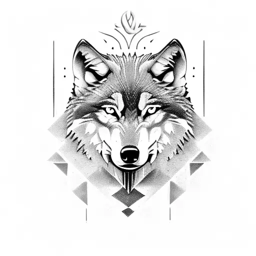 wolf with spartan warrior tattoo design idea
