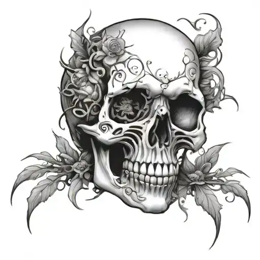 flowers vines skull spiders tattoo design idea