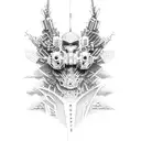 Japanese cyberpunk spine tattoo design idea