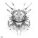 Japanese cyberpunk spine tattoo design idea