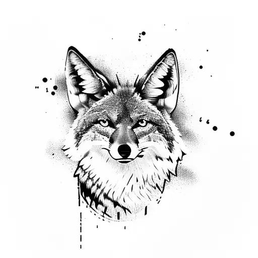 coyote and black bird tattoo design idea