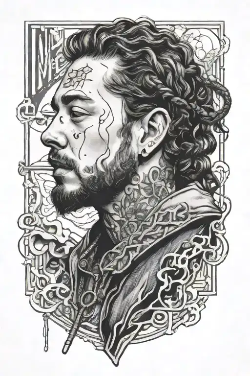 post malone and his lyrics incorporated tattoo design idea