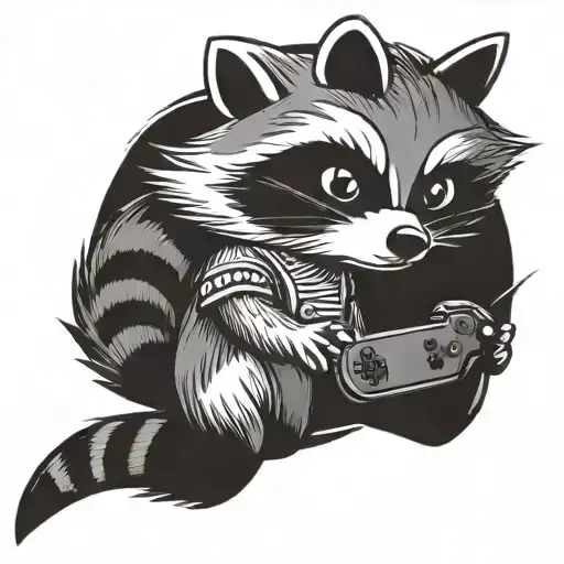 gamer raccoon tattoo with Nintendo switch  tattoo design idea