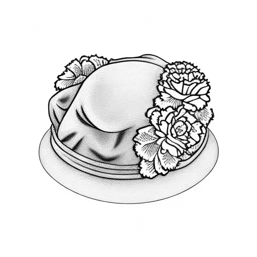 beret with carnation tattoo design idea