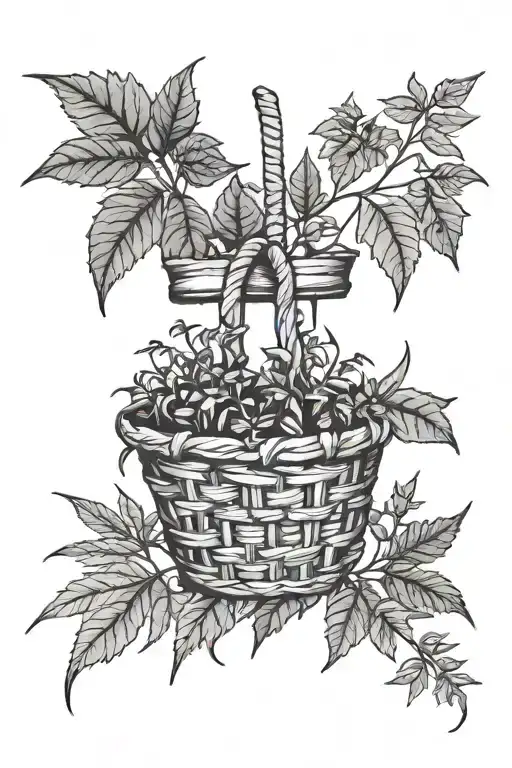 basket and weed joint tattoo design idea