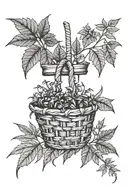 basket and weed joint tattoo design idea