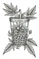 basket and weed joint tattoo design idea