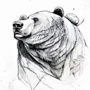 bear paw with a profile face of roaring bear  tattoo design idea