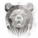 bear paw with a profile face of roaring bear  tattoo design idea