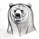 bear paw with a profile face of roaring bear  tattoo design idea