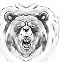 bear paw with a profile face of roaring bear  tattoo design idea