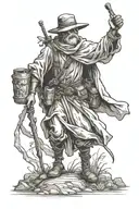 Wanderer figure walking tattoo design idea