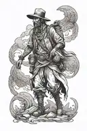 Wanderer figure walking tattoo design idea