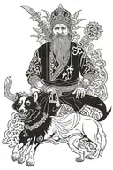 Erlik Khan turkish death god with his hell dog  tattoo design idea