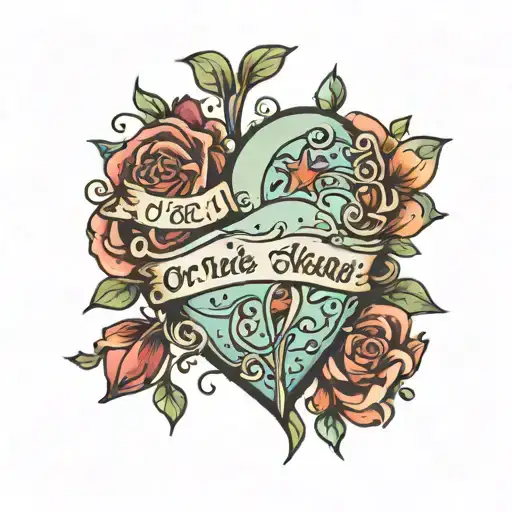 Quote "On ne naît pas femme : on le devient" inside a heart outline with trans colours  tattoo design idea