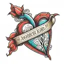 Quote inside a heart outline with trans colours tattoo design idea
