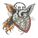 Quote inside a heart outline with trans colours tattoo design idea