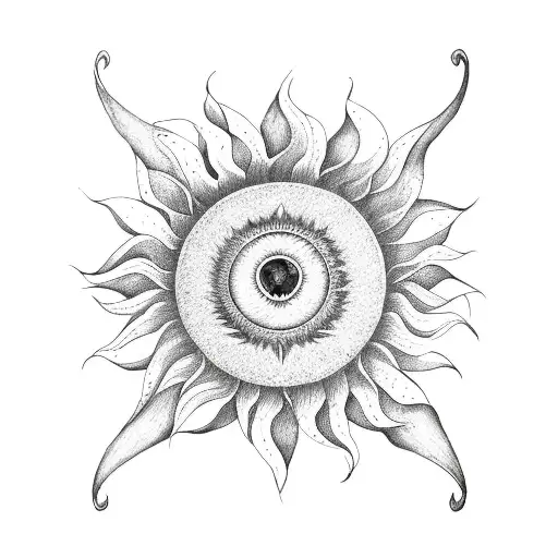 sun moon flower tattoo design idea