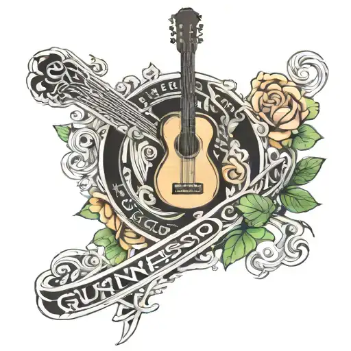 ireland outline and guinness harp guitar tattoo design idea