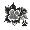Write Gala, Mac, Sam and Arya and add a dog paw print. tattoo design idea