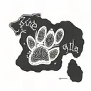 Write Gala, Mac, Sam and Arya and add a dog paw print. tattoo design idea
