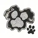 Write Gala, Mac, Sam and Arya and add a dog paw print. tattoo design idea