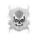 mage skull capuche overlord tattoo design idea