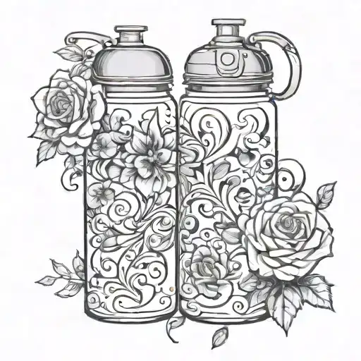 there matching water bottles  tattoo design idea