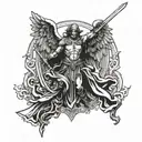arch angel michael with sword tattoo design idea