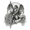 arch angel michael with sword tattoo design idea