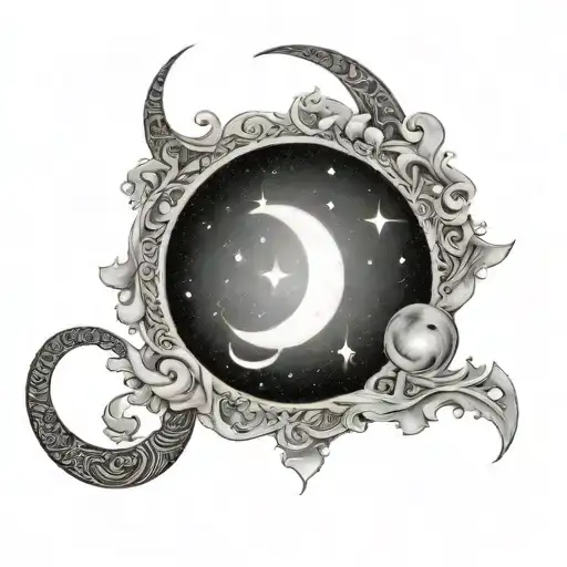 allah in arabic cresent moon tattoo design idea